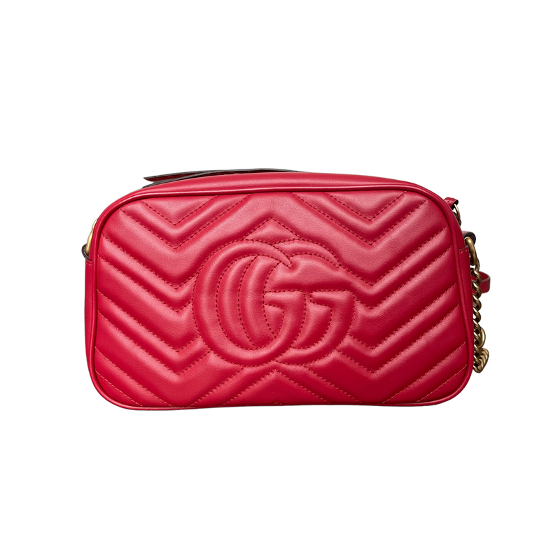 Small GG Marmont Matelassé Red GHW