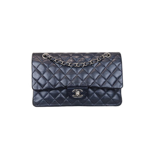 Classic Double Flap Caviar Medium Blue SHW