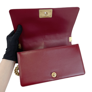 Quilted Old Medium Boy Calfskin Dark Red GHW