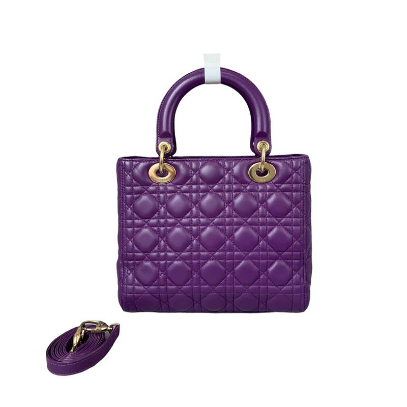 Medium Lady Dior Lambskin Purple GHW