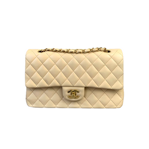 Classic Lambskin Double Flap Medium Beige GHW