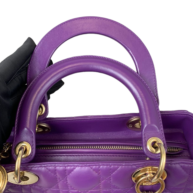 Medium Lady Dior Lambskin Purple GHW