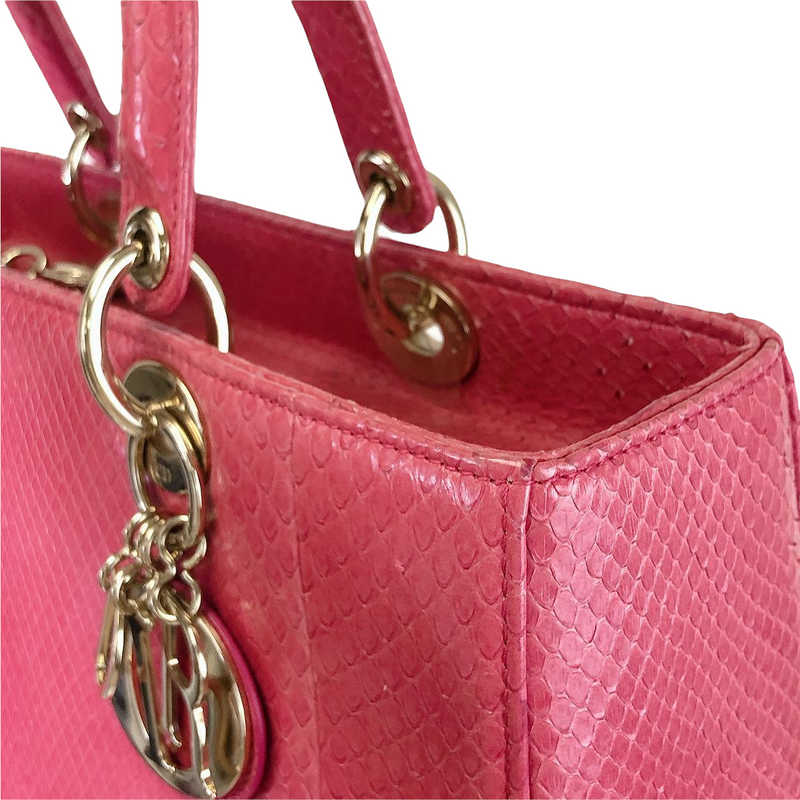 Lady Dior Large Snakeskin Pink LGHW