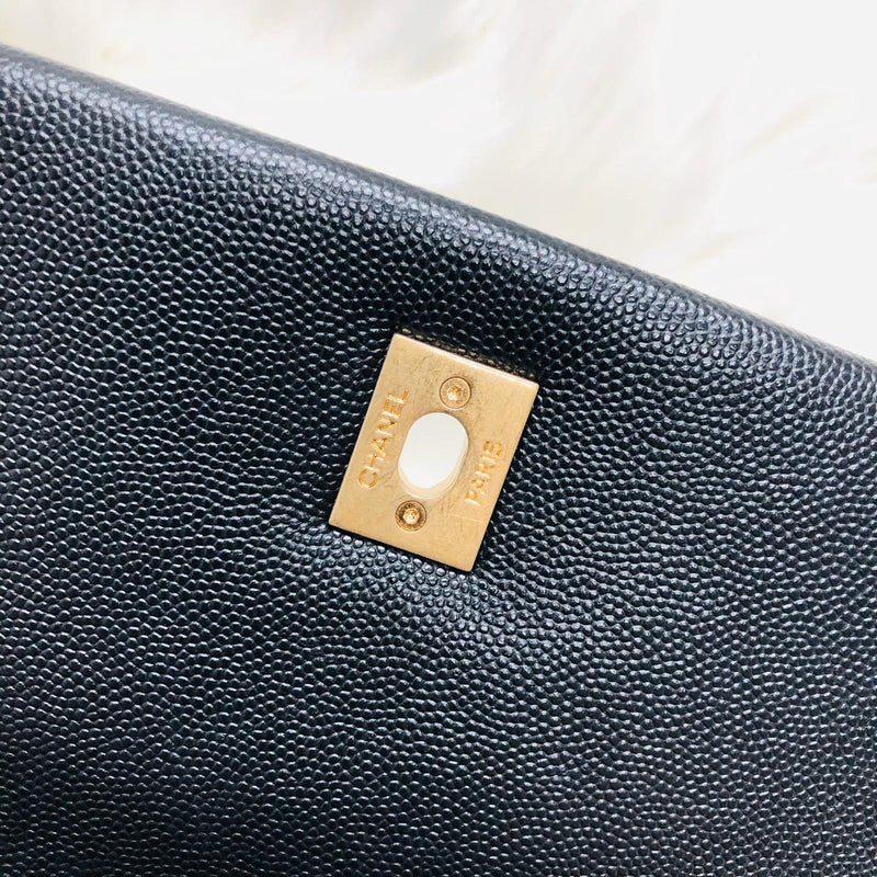Quilted Medium Coco Handle Flap Black Caviar