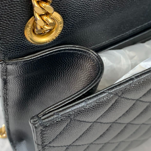 Medium Envelope Flap Leather Black GHW
