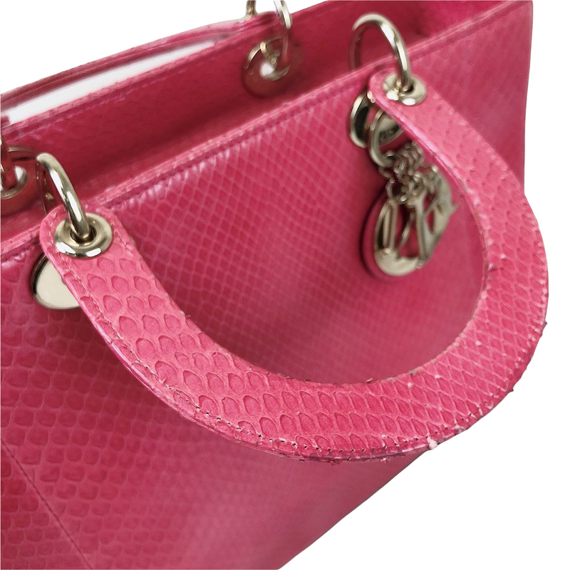 Lady Dior Large Snakeskin Pink LGHW