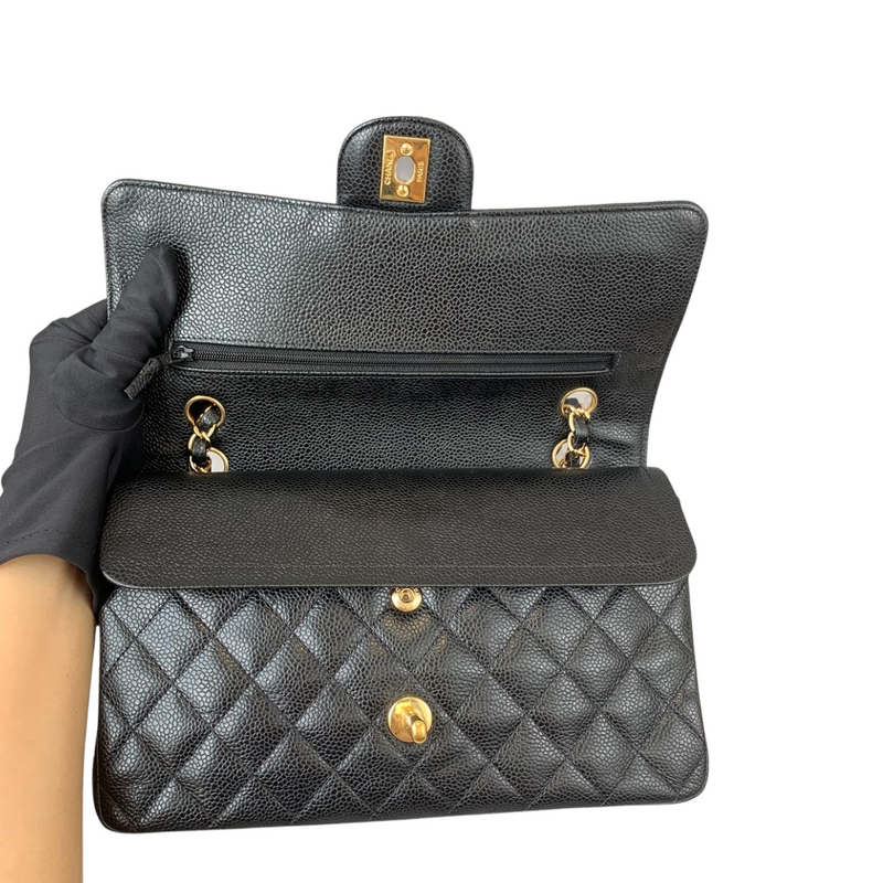 Medium Classic Flap Caviar Black GHW