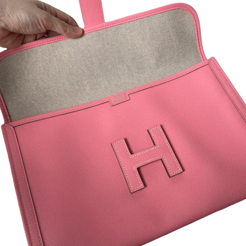 Brand new Hermes Jige Elan Clutch 29 - Rose Pourpre Pink Swift