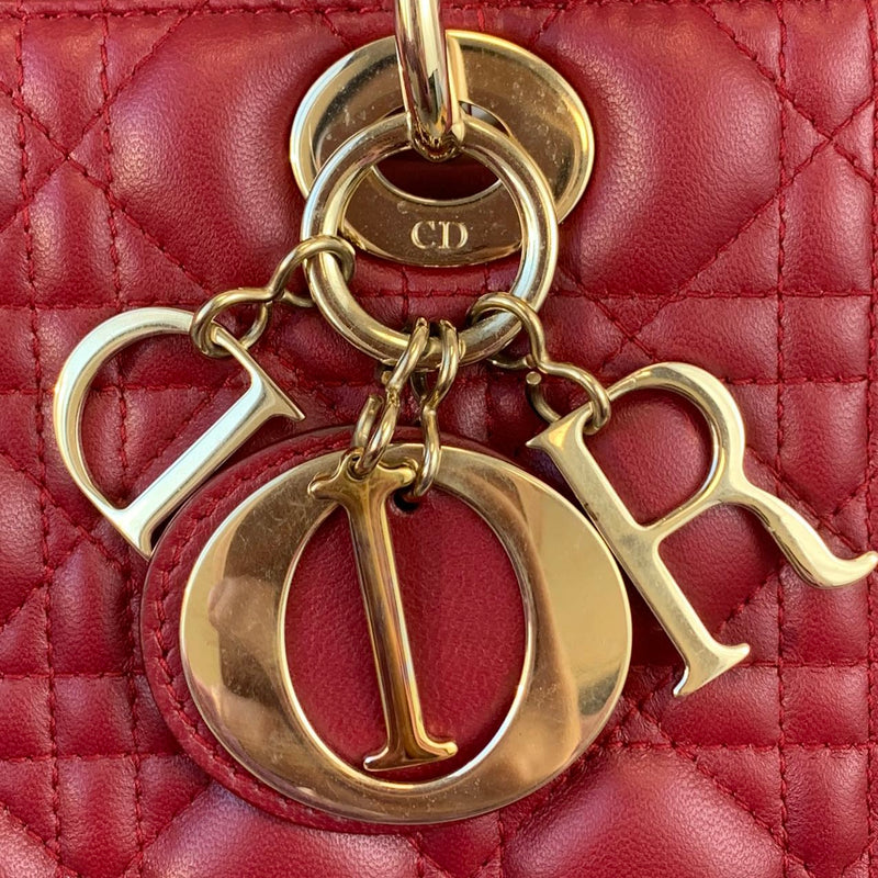 Lady Dior Medium Lambskin Burgundy GHW