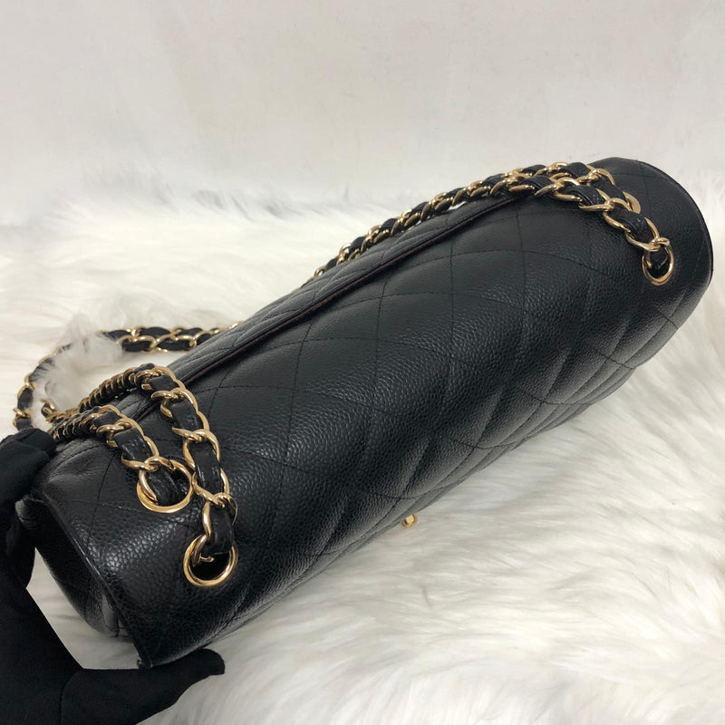 Classic Double Flap Jumbo Bag in Black Caviar with GHW