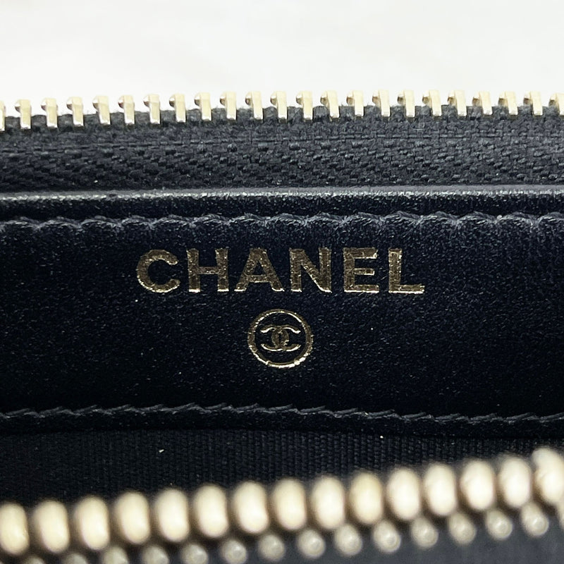 Chanel Double Zip Wallet on Chain Gold Metal Calfskin Black