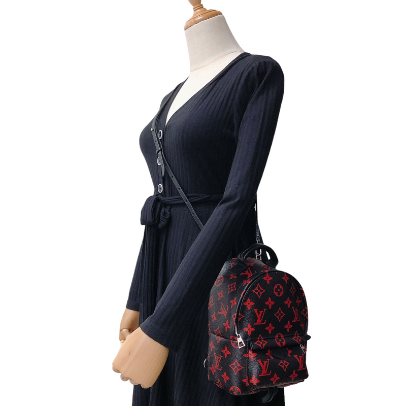 LOUIS VUITTON Monogram Infrarouge Palm Springs PM Backpack Black/Red *Rare*