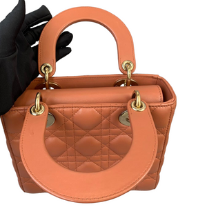 Small ABC Dior Lucky Badges Lambskin Orange GHW