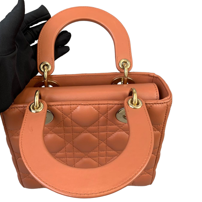 Small ABC Dior Lucky Badges Lambskin Orange GHW