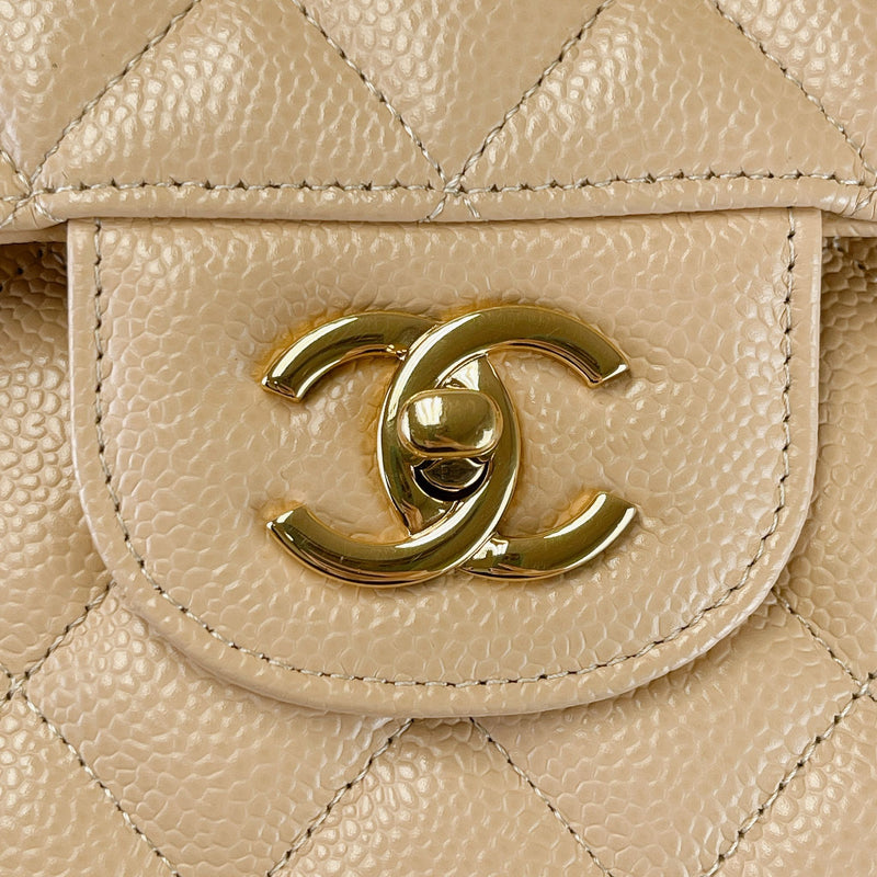 Double Flap Jumbo Caviar Beige GHW