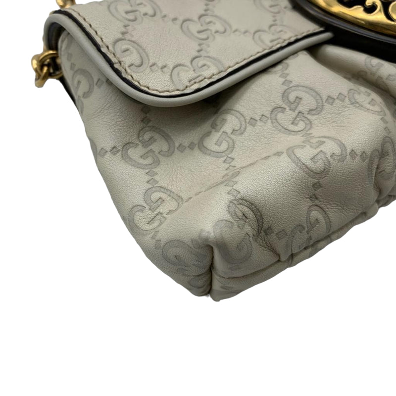 Guccissima Leather Shoulder Bag White GHW