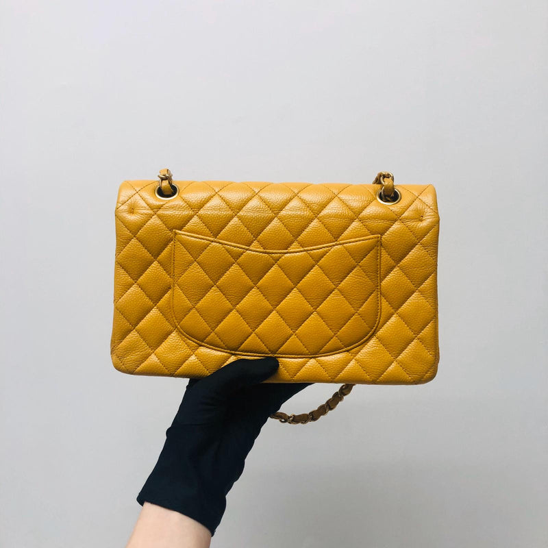Classic Flap M/L Yellow Lambskin with GHW