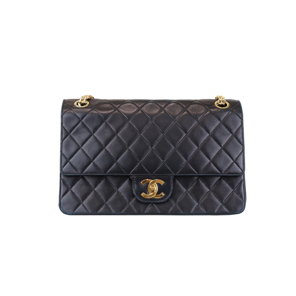 Mademoiselle Vintage Double Flap Medium Black GHW