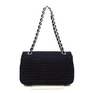 Medium Classic Flap Black Tweed SHW