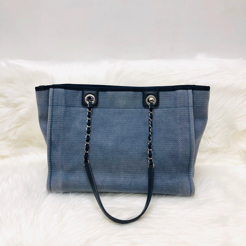 Deauville Large Denim Canvas Tote Bag with SHW