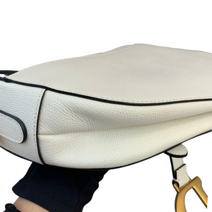 Medium Saddle Calfskin White GHW