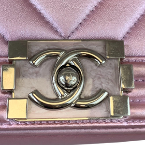 Small Boy Lambskin Iridescent Pink SHW