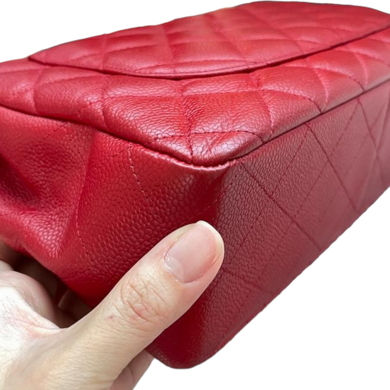 Single Flap Jumbo Caviar Red SHW