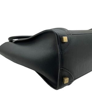 Micro Luggage Tote Smooth Leather Black SHW