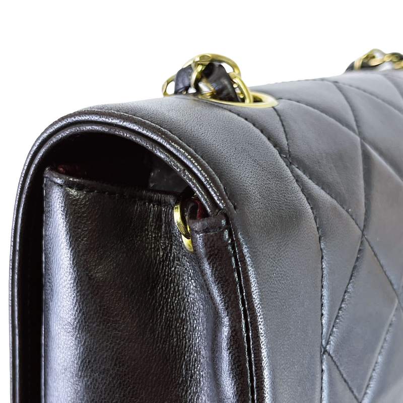 Small Classic Diana flap Black Lambskin GHW