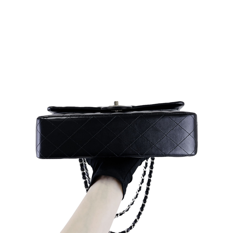 Medium Classic Double Flap Lambskin Black SHW