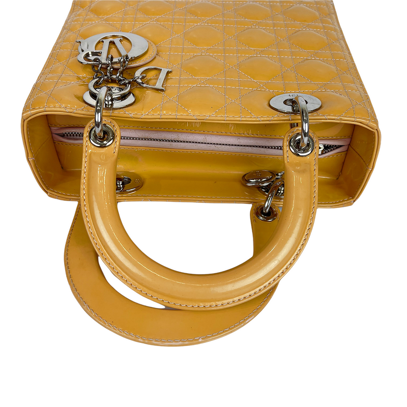 Lady Dior Medium Patent Leather Orange SHW