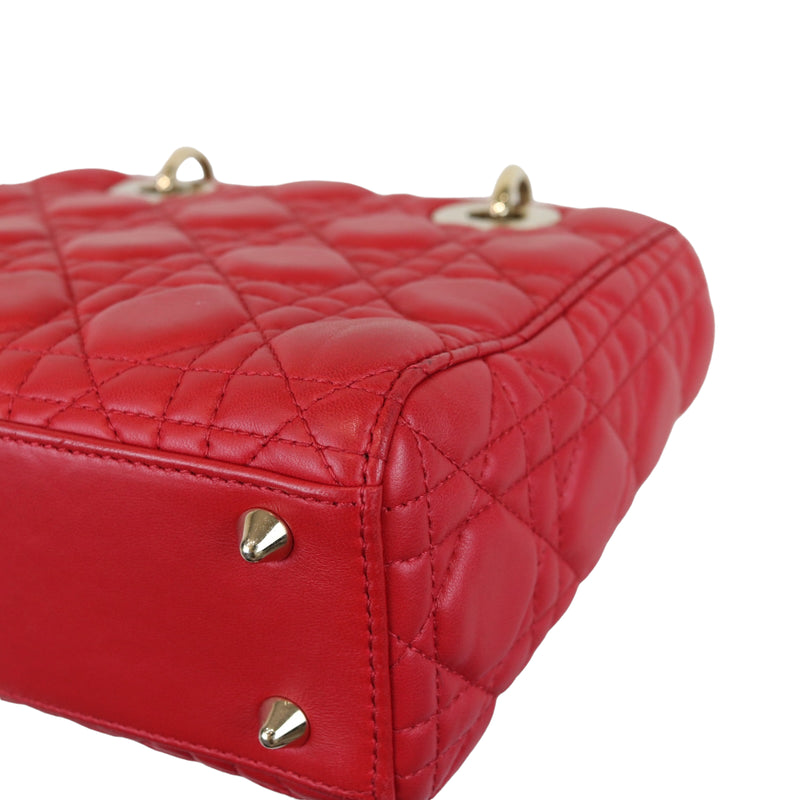 Small My Lady Dior Lucky Badges Lambskin Red GHW