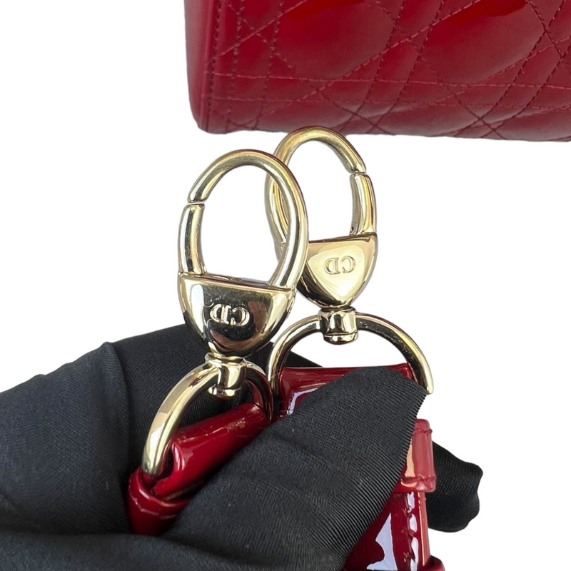 Medium Lady Dior Cannage Patent Red GHW