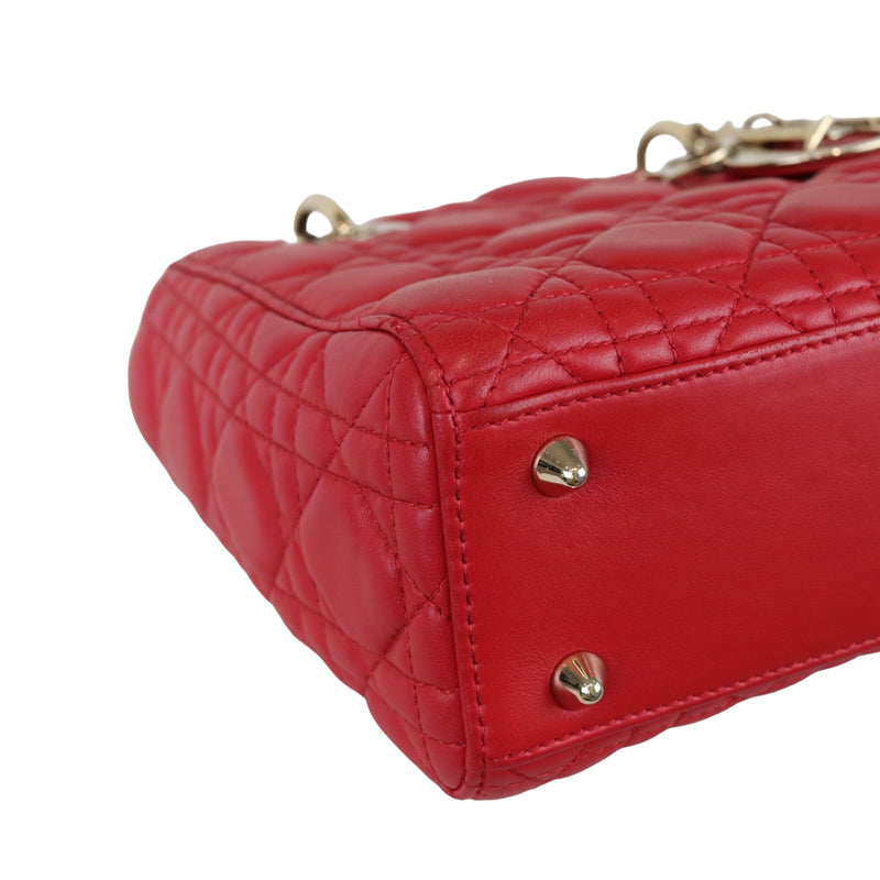 Small My Lady Dior Lucky Badges Lambskin Red GHW