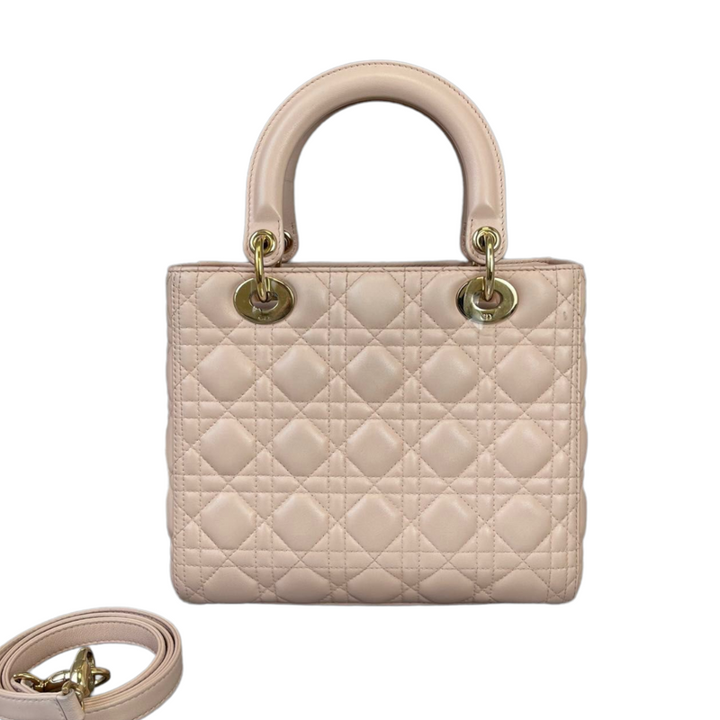 Cannage Lady Dior Medium Light Pink GHW