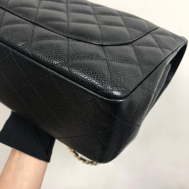 Classic Double Flap Jumbo Bag in Black Caviar with GHW