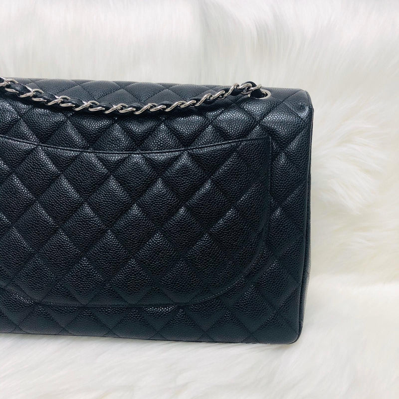 Classic Single Flap Maxi in Black Caviar Leather with SHW