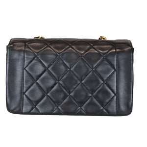 Small Classic Diana flap Black Lambskin GHW