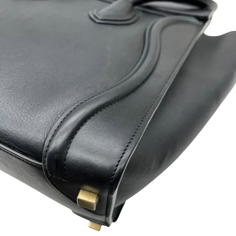 Micro Luggage Tote Smooth Leather Black SHW