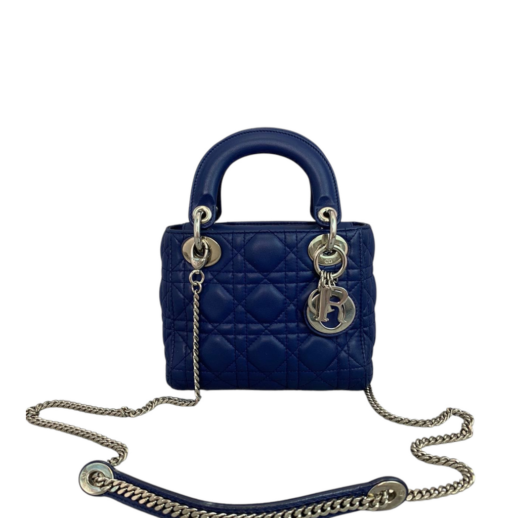 Mini Lady Dior Lambskin Blue SHW