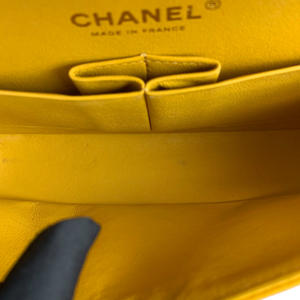 Small Classic Chevron Flap Caviar Yellow SHW