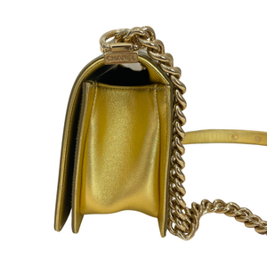 Old Medium Boy Bag in Patent Gold with GHW