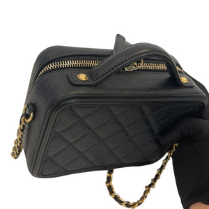 Filigree Vanity Case Caviar Small Black GHW