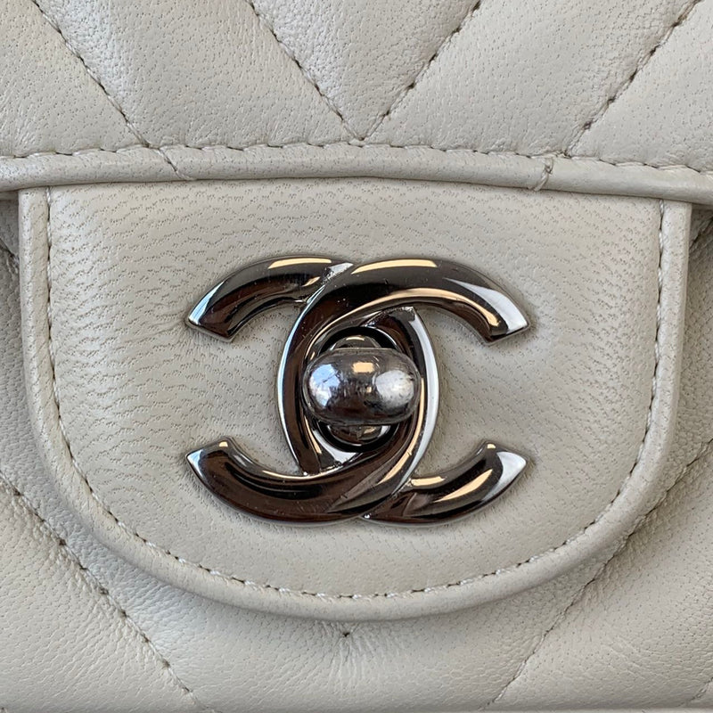 Chevron Flap Mini Square Ivory White SHW