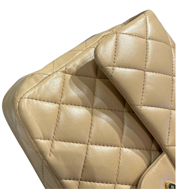 Classic Double Flap Small Lambskin Beige GHW