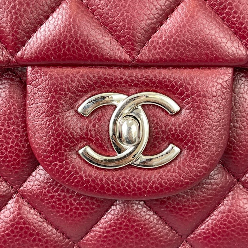 Chanel 22p Mini rectangle flap bag with top handle in red burgundy