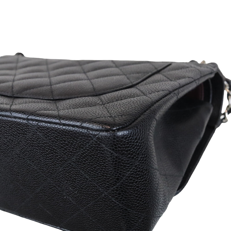 Classic Double Flap Jumbo Black Caviar SHW