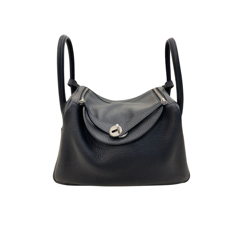 Hermes Black Taurillon Clemence Leather Lindy 30 Bag Hermes