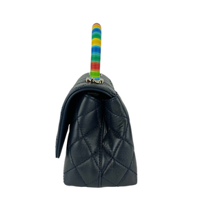 Rainbow Coco Handle Mini Lambskin Navy Blue SHW