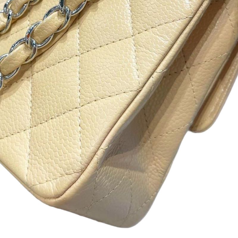 Classic Double Flap Caviar Medium Beige SHW